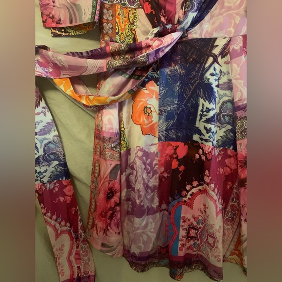 ✨⚡️💥UP PEACH WAVELENGTH SHORT SLEEVE MINI DRESS PRINT Graphic-print Silk Mini - Picture 8 of 10